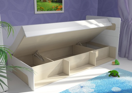 Кровать Палермо №1 с Подъемным Механизмом МДФ Ясень Шимо Светлый/ фасад Белый Глянец