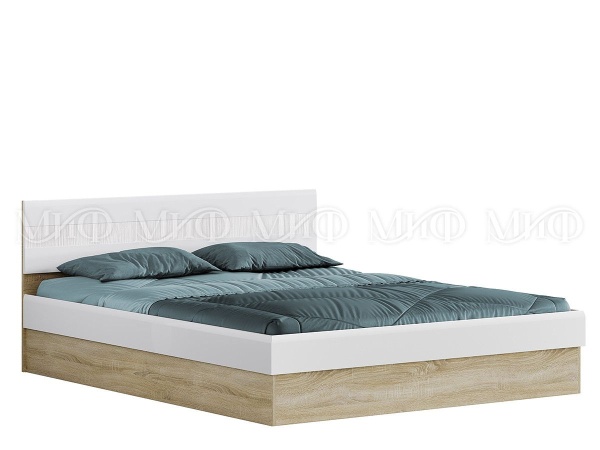 Кровать Формула МДФ Сонома/Белый Глянец (Ш-1400/1600 х В-800 х Д-2037 мм)